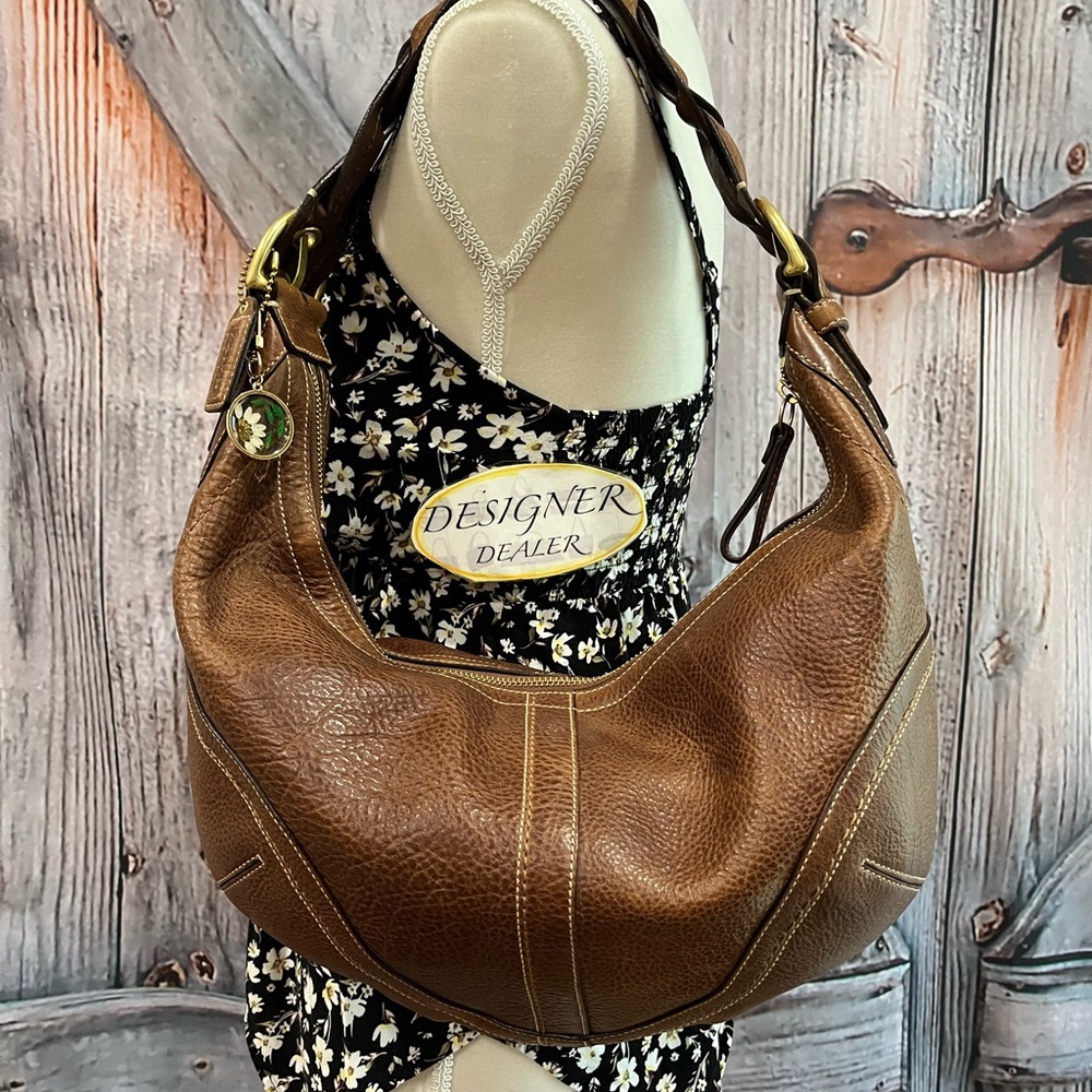 COACH SoHo Tobacco Brown Leather Braided Hobo Shoulder Bag 10044 RARE!!